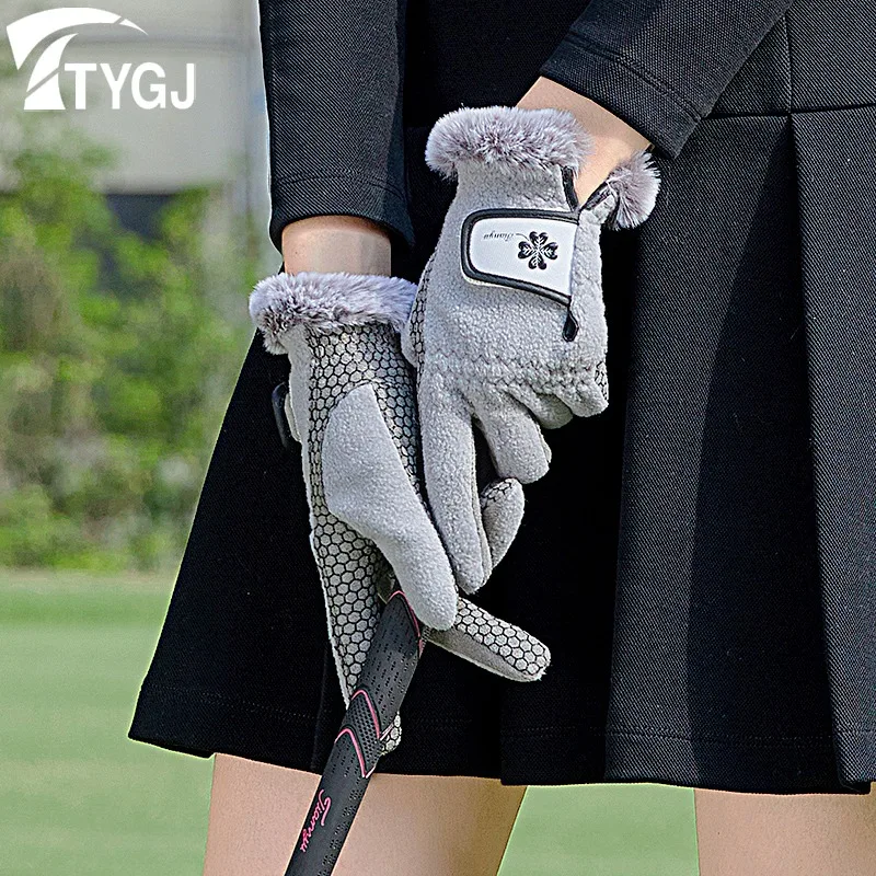 TTYGJ 2024 Luxury brand  Warm golf Gloves golf wear Women\'s early spring Suede surface Golf supplies Left and Right Hands 1 Pair