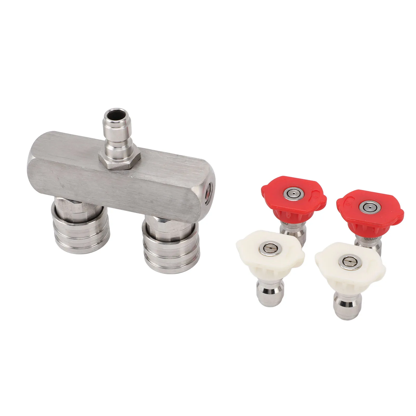 

Dual Pressure Washer Nozzle Stainless Steel with 1/4 Quick Connect 2 Color Nozzle 2 in 1 Pressure Washer Tip Cleaner Accessories