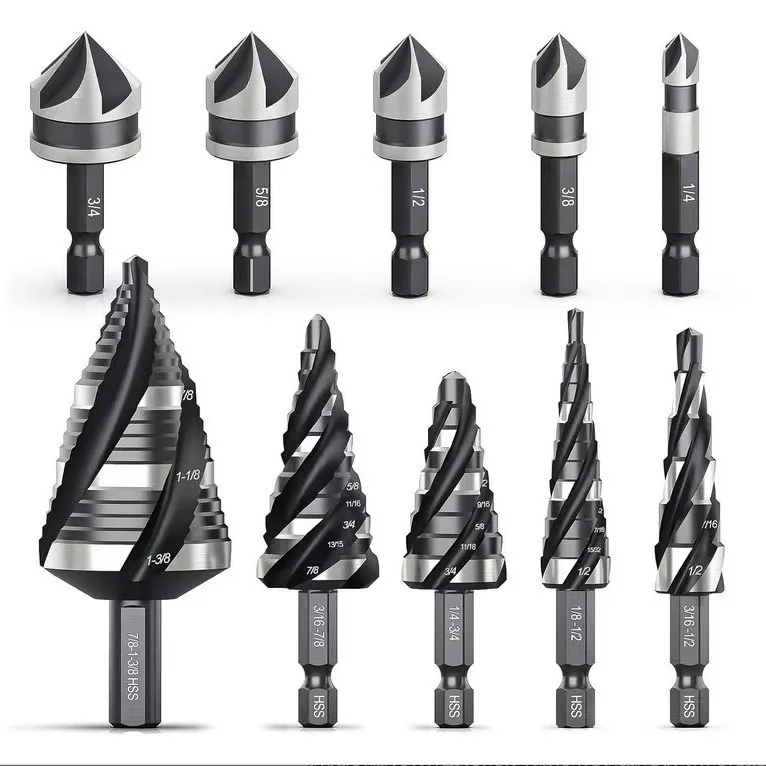 juego-de-5-brocas-escalonadas-hss-imperiales-de-4-filos-con-ranura-espiral-negra-y-blanca-vastago-hexagonal-alta-dureza-brocas-unibit