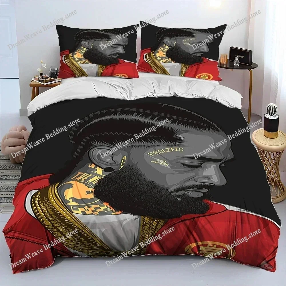 Bedding Decor Hip Hop Art Rapper Legend Star Comforter Bedding Set,Duvet Cover Bed Set Quilt Cover Pillowcase,king Queen Size Be