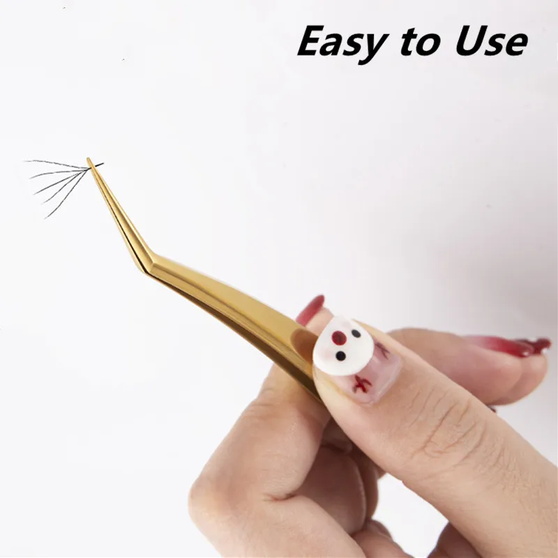 Gold Precision Tweezers Lashes Tweezers Stainless Steel Eyelashes Tweezers Eyelash Extensions Eyebrow Hair Removal Tweezers