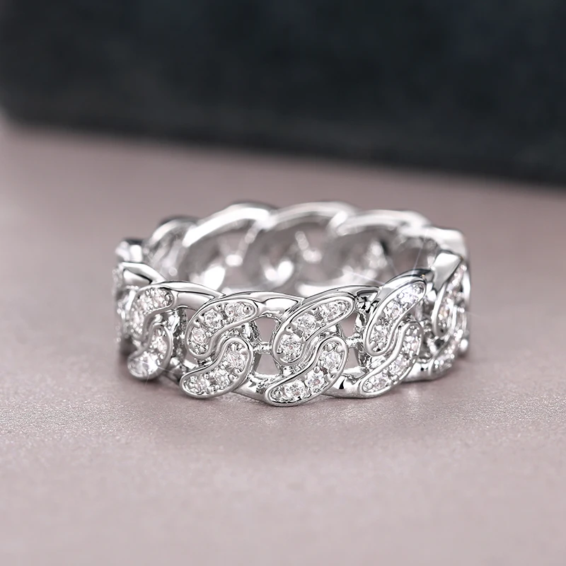 Huitan Neuartige Design Frauen Finger Ringe Verbunden Design Kristall Zirkonia Luxus Trendy Silber Farbe Weibliche Aussage Schmuck