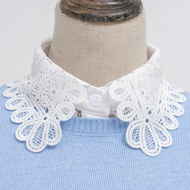 Hollowed Out False Collar Covering Collar for Women in Elegant Style Embroidery Ornament for Low Cut Dresses