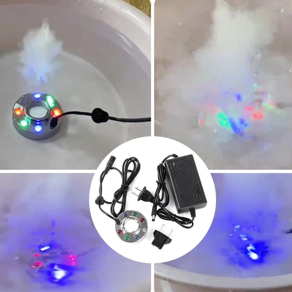 

Mini LED Light Ultrasonic Nebulizer Stainless Steel Park Fountain Fogging Spray Gun Fish Tank Humidifier Potted Plants Landscape