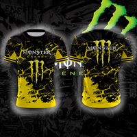 Monster Energy 3D Leaf Chain Printed Original Design Trendy Fashion Comfortable Fast Drying 2025 Summer New Men's Sports T-shirt