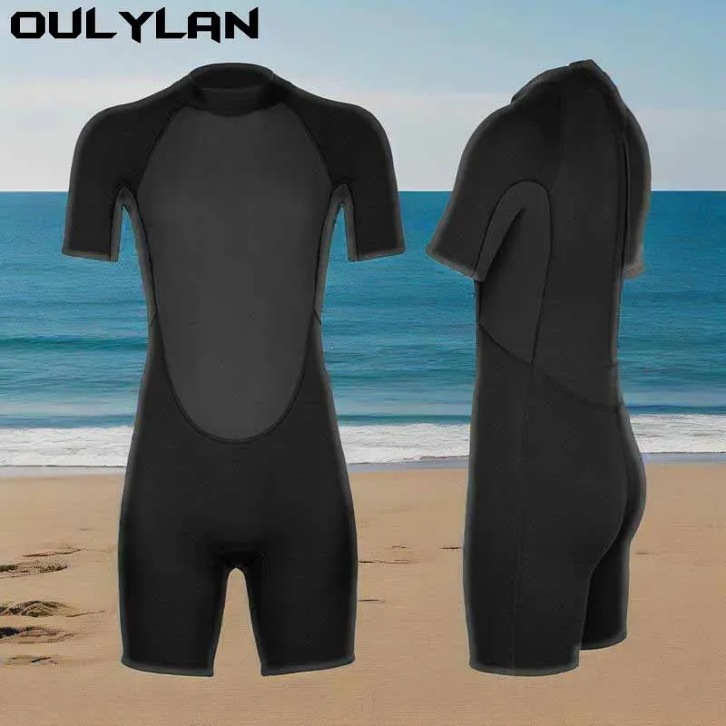 

Oulylan 3mm Neoprene Full Body Diving Suit Snorkeling Surfing Swimming Rafting Back Zip Wetsuit for Diving Mens Short Wetsuit