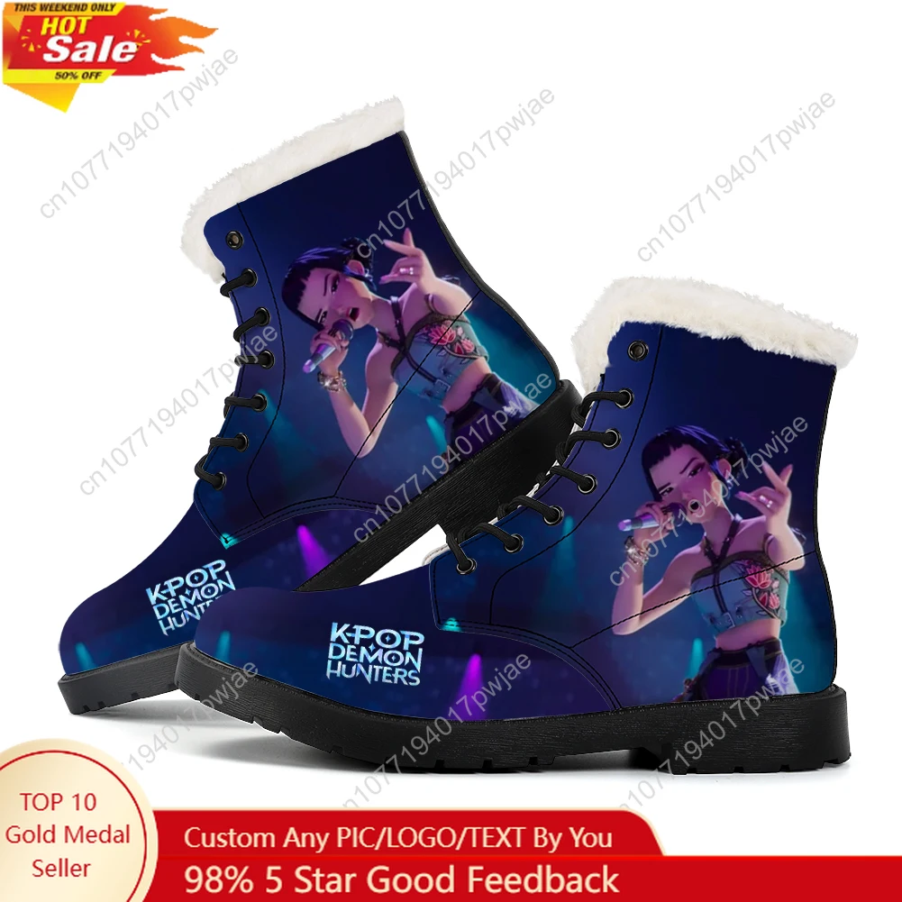 

KPop Demon Hunters Zoey Plush Boots Mens Womens Winter Outdoor Casual Boot Light Couple High quality Customize Boots
