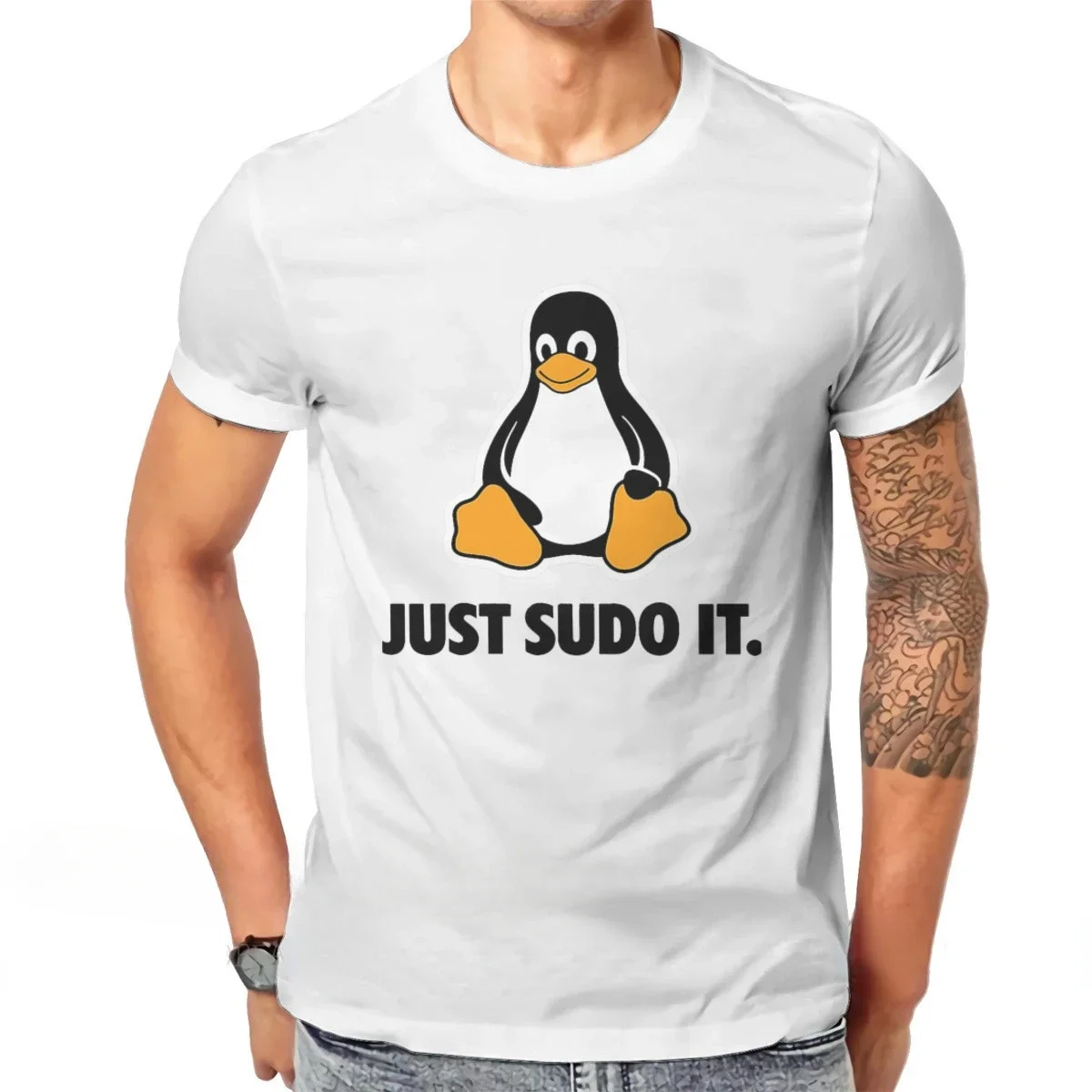 Tops Oversized T Shirt Men Clothing Just Sudo It TShirt Funny for Men Linux Operating System Tux Penguin Clothing Style tee