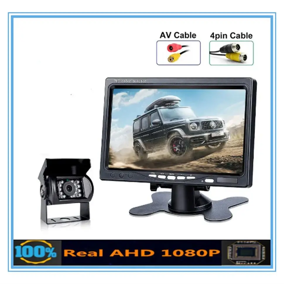 

7-дюймовый IPS-экран AHD 1080P, автомобильный монитор видеонаблюдения с 18IR Starlight, ночным видением, Автомобильная камера заднего вида AHD для автобуса, грузовика