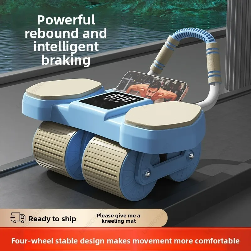 Digital Display Abdominal Trainer 4 Wheel Auto Rebound Roller Portable Home Fitness Gear For Abdomen Muscle Slimming Training
