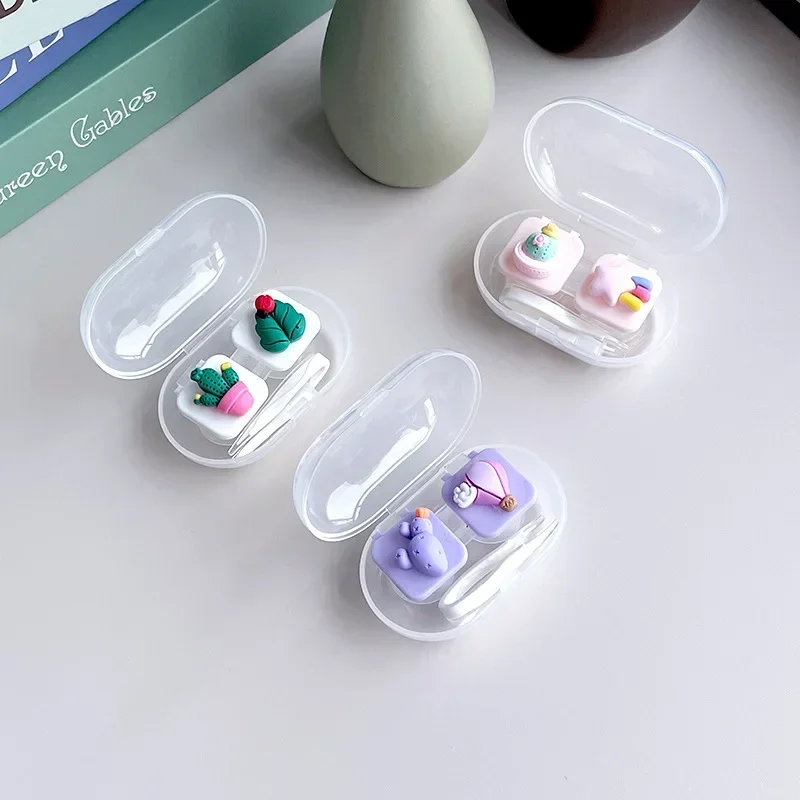 DIY Contact Lens Case Mini Compact Clamshell Contact Lens Case Storage Companion Box Double Box