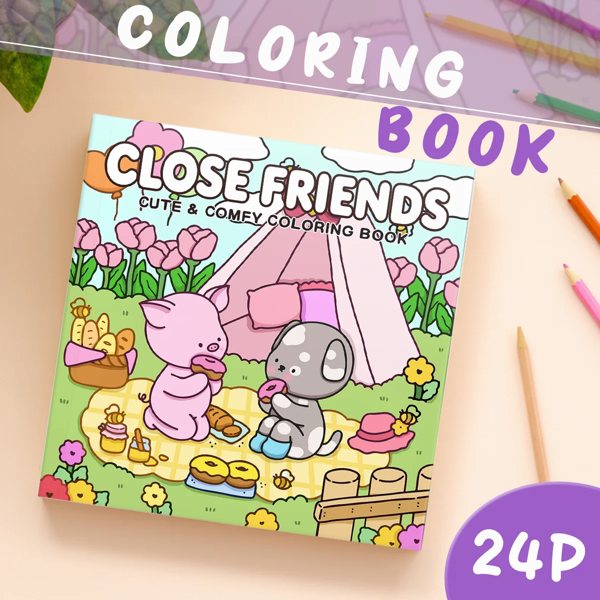 CLOSE FRIENDS Coloring Book for Adult Featuring Bold-easy Pattern for Relaxation Kids Educational DIY Painting Drawing Book