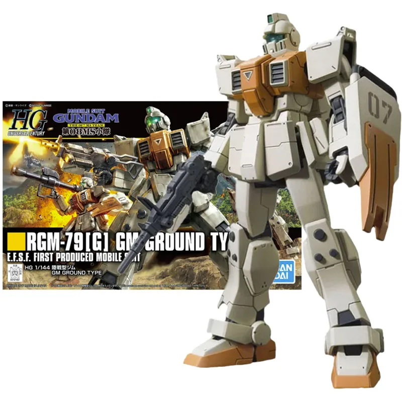 

Bandai Original GUNDAM Anime Model HGUC 1/144 RGM-79G GM GROUND TYPE Action Figure Assembly Model Toys Gifts for Children