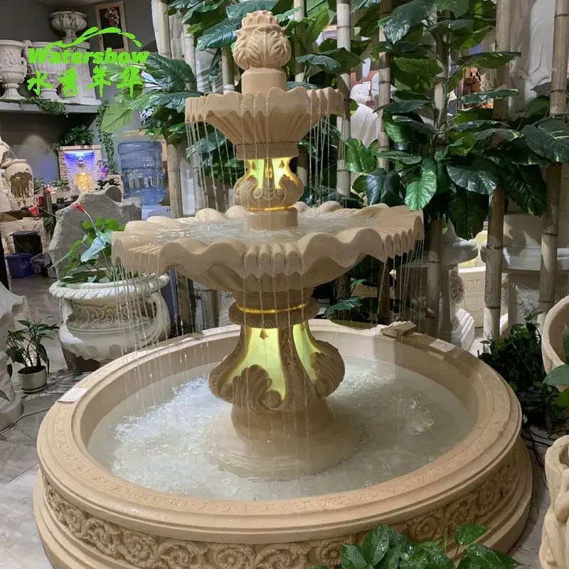 European-style courtyard flowing water ornament outdoor fish pond flowing water large villa outdoor fountain