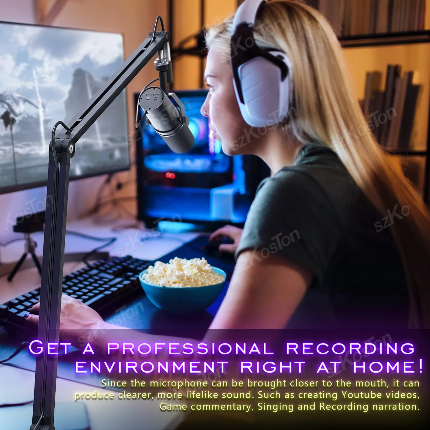 Supporto per microfono braccio con supporto da scrivania supporto a forbice pieghevole regolabile per HyperX QuadCast A8 A6V K658 K688 K669 Mic