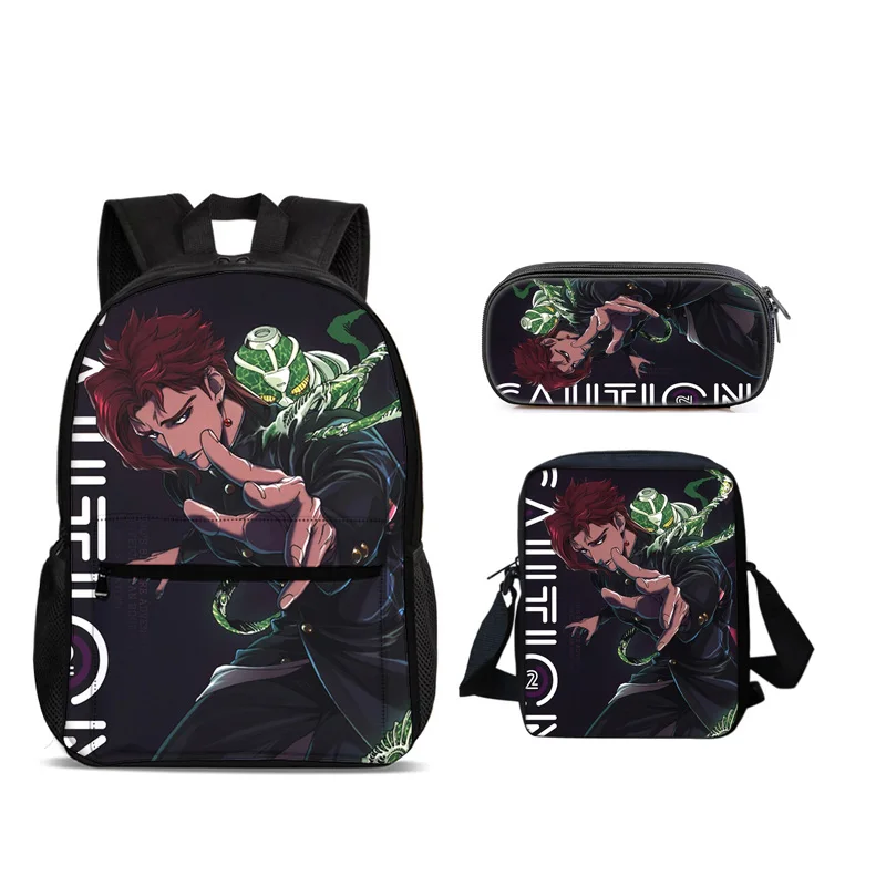 

JoJo's Bizarre Adventure Backpack Pen Bag Shoulder Bag 3pcs Set Versatile Large Capacity Boy and Girl School Birthday Best Gift