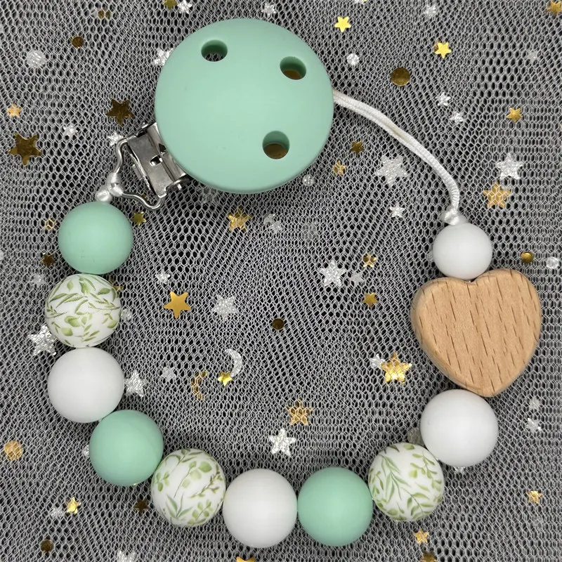 Handmade Custom Personalized Name Baby Pacifier Clip Flower Holder for Baby Teething Chew Toy Dummy With Name Nipples Clip Gift
