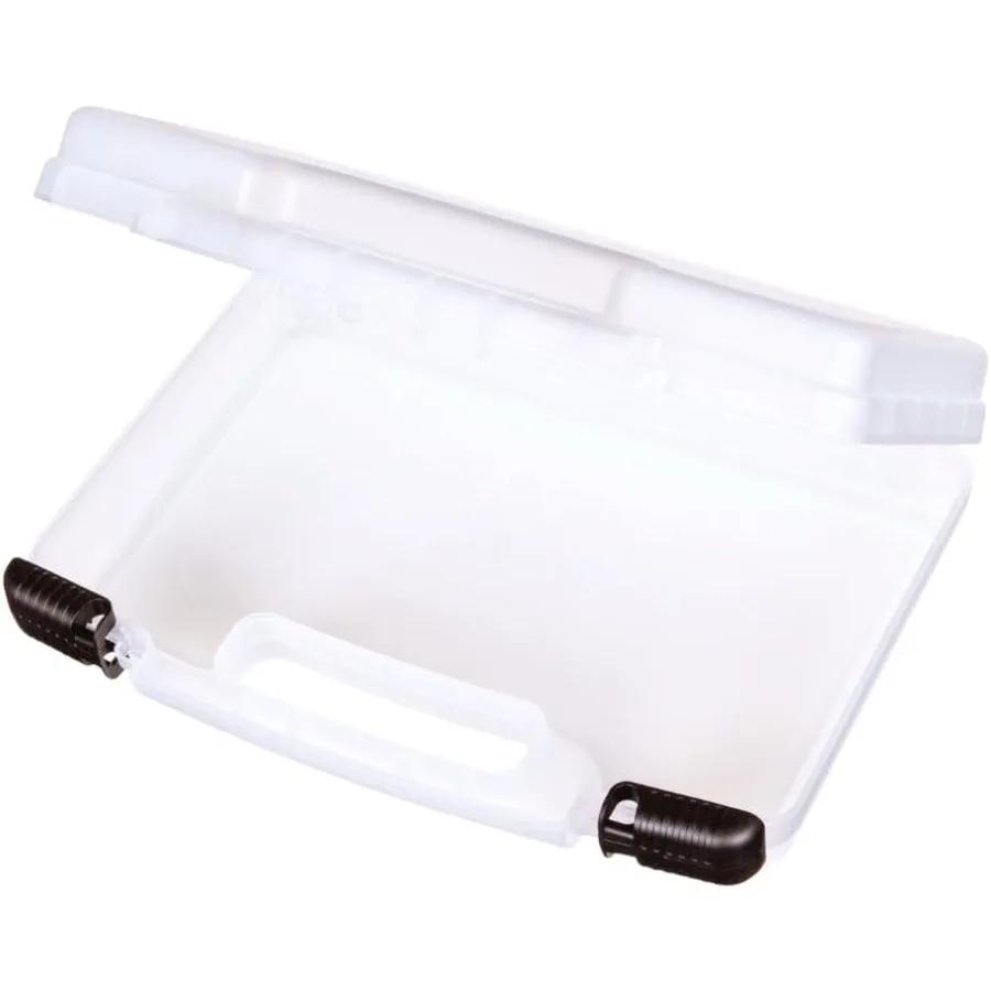 6977AB 12 inch Quick View Deep Base Carrying Case Portable Art Craft Organizer with Handle for Artists and Crafters Transparent