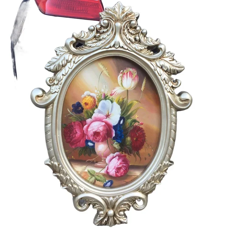 レトロなヨーロッパスタイル、楕円形のフォトフレーム、油絵の額縁、結婚式のフォトフレーム、ゴールデンウェディングの壁飾り