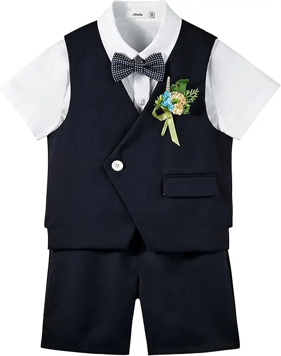 Boys' Stylish Suit Vest Set Children's First Birthday Flower Boy Formal Wear Kids Graduation Party Piano Performance Costume