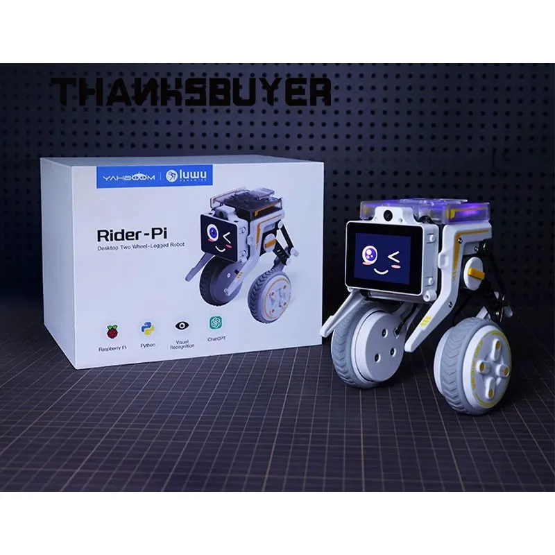 Rider-Pi Robot de escritorio con patas de dos ruedas, perro robot autoequilibrado con cámara de 5MP y Raspberry Pi CM4