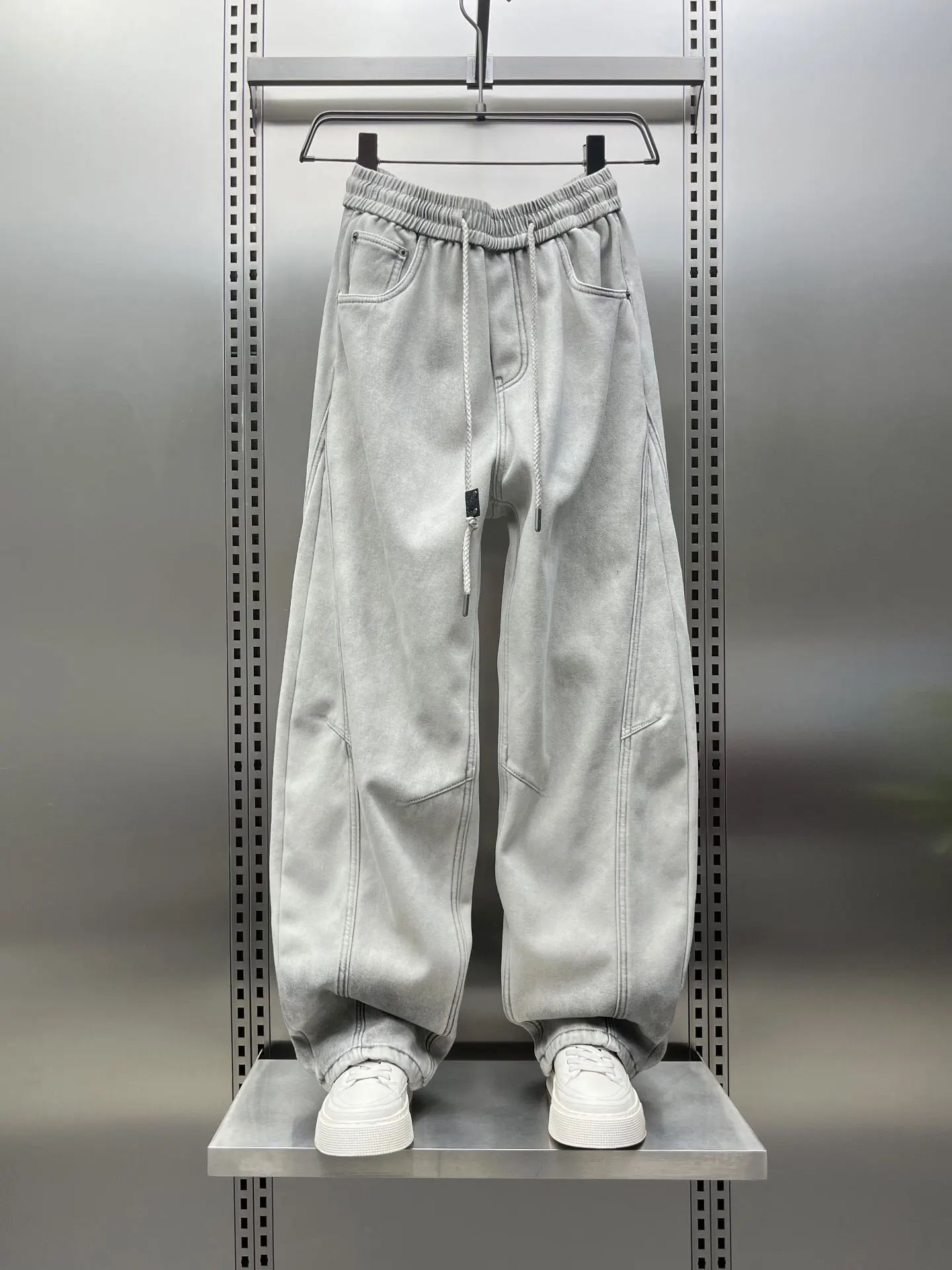 

Мужские зимние повседневные брюки с подкладкой, широкие брюки свободного прямого кроя, универсальные удобные длинные брюки с эластичной резинкой на талии