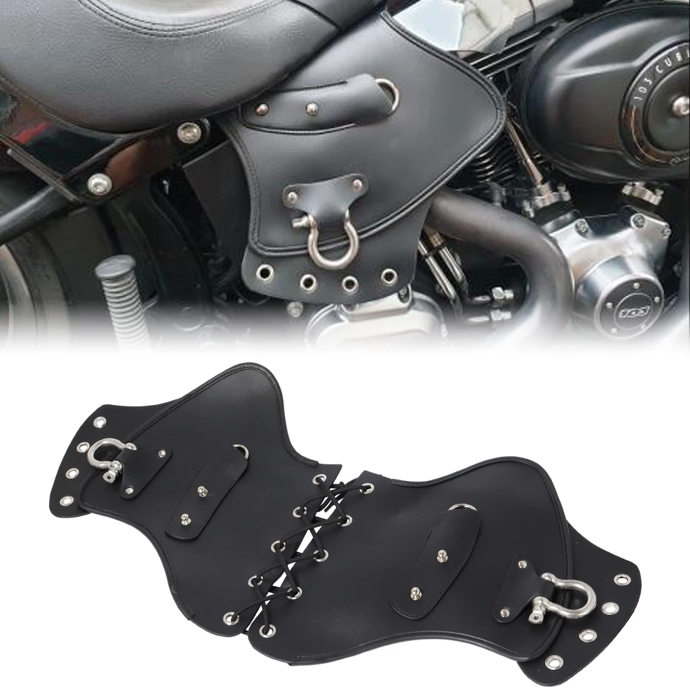 For Harley Touring Softail Dyna Sportster XL Kawasaki Yamaha Honda Motorcycle Universal Heat Saddle Shield Deflectors PU Leather