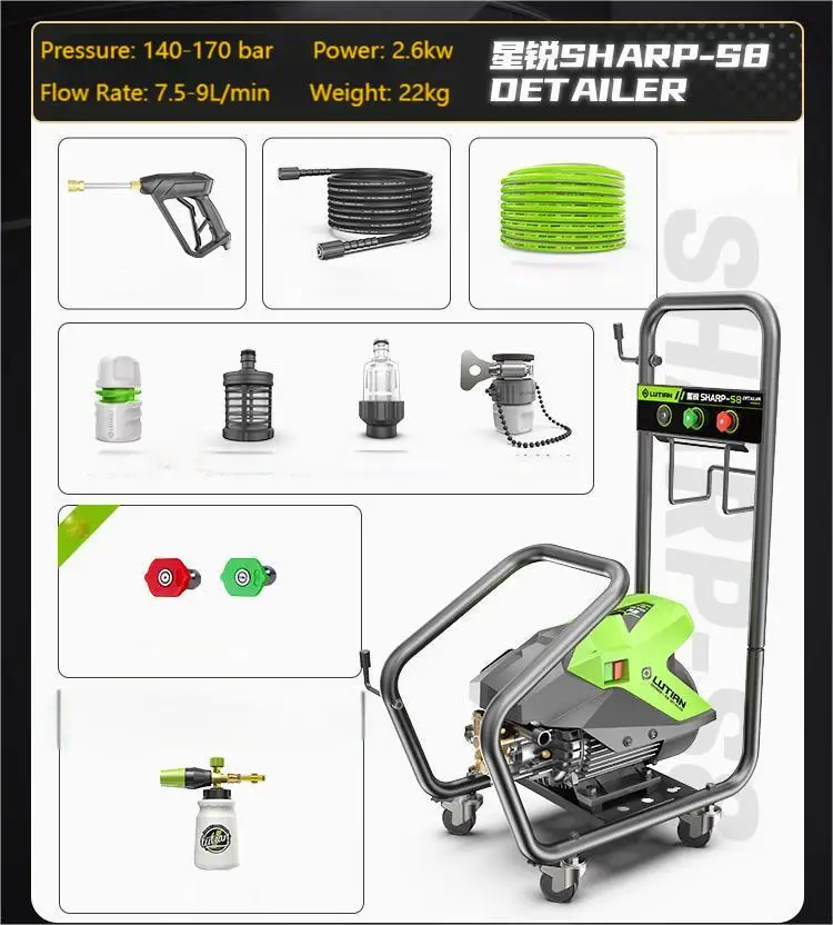 LUTIAN SHARP-S8 Cordless Wireless Rechargeable High Pressure 1500W+ Portable Car Pressure Washer