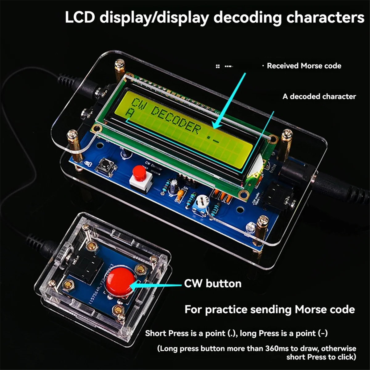 CW Trainer Morse Code Training Morse Code Decoder Components DIY Electronic Component Kit US PLUG A