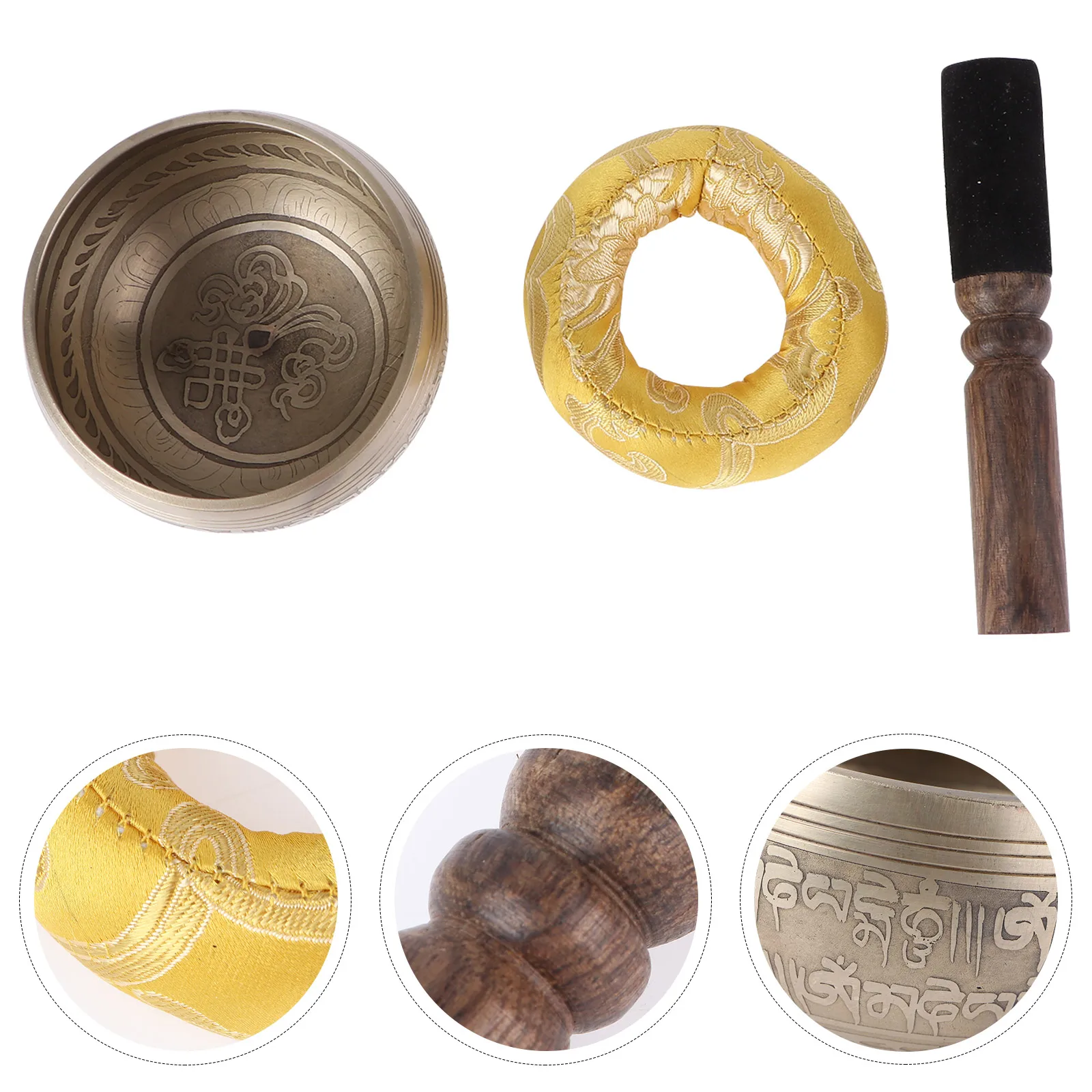 

Tibetan Singing Bowl Copper Wooden Striker Cushion Meditation Yoga Spiritual Buddha Sound Bowls Mindfulness