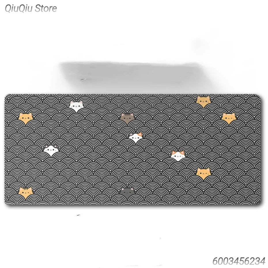 Aesthetic Cloud Moon Star Large Mouse Pad, Abstract Mountain Sakura Ocean Wave Extended Desk Mat Non‑Slip Rubber Base for Girls