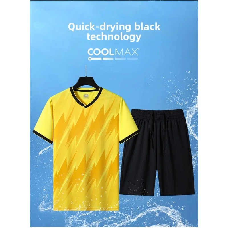 

Летний спортивный комплект для активного отдыха: футболка с коротким рукавом и шорты. Комплект для мужчин для тренировок по настольному теннису на открытом воздухе. Удобный, быстросохнущий.