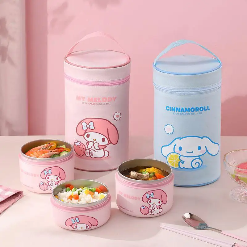 Sanrio My Melody Lunch Box Bag Kawaii Cinnamoroll Student Large Capacity Cartoon Cute Portable Waterproof Insulated Bento Bag