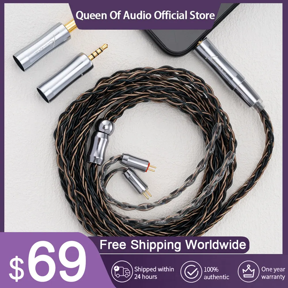 

New Kinera Leyding In Ear Earphone Modular Upgrade Cable 8-Core Silver Plated Copper Connector 2.5/3.5/4.4mm Plug Wired Headset