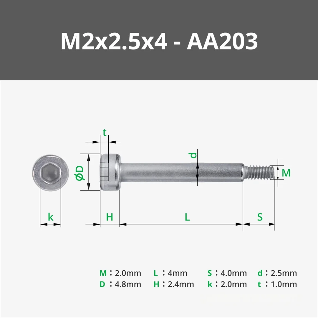Tuozhu 3D printing model dedicated standard part M2x2.5x4 cylindrical head plug screw maker treasure trove