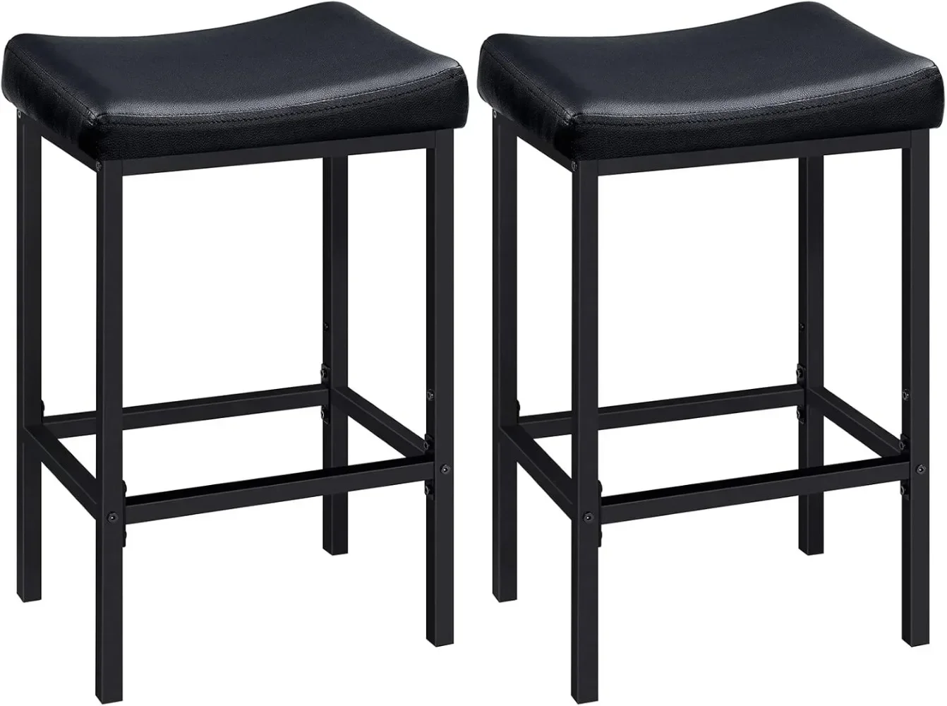 

Set of 2 Bar Chairs, Counter Height Stools, Saddle Stools with Curved Surface, Kitchen Stools, 24.8 Inches,2.4" Thick Upholstery