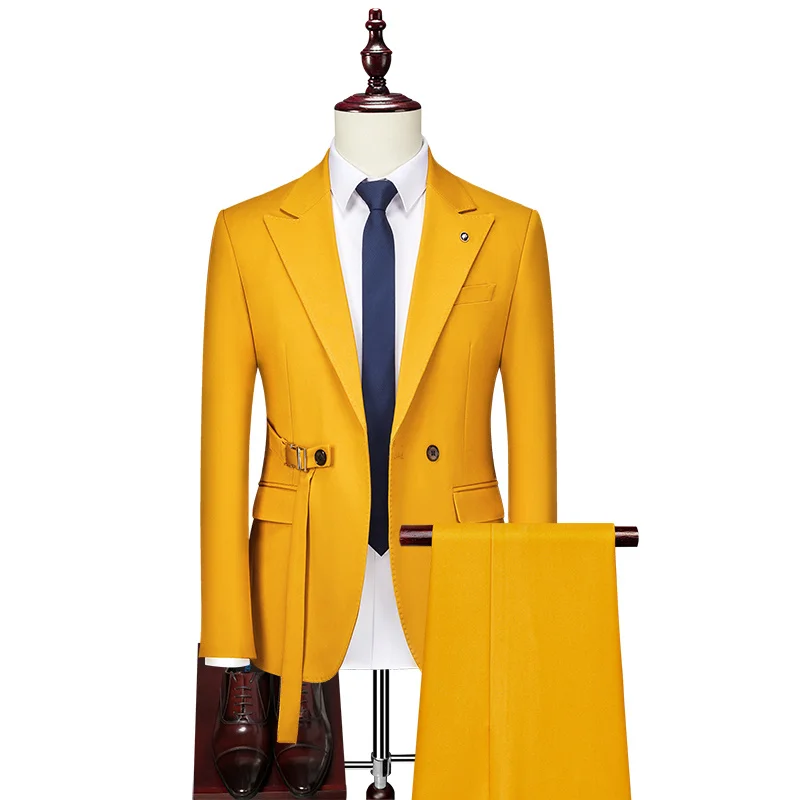 

(Jacket+Trousers) 2023 Blazers Pants Sets New Fashion Groom Wedding Dress Tuxedo Men's Casual Business 2 Piece Suits 6XL