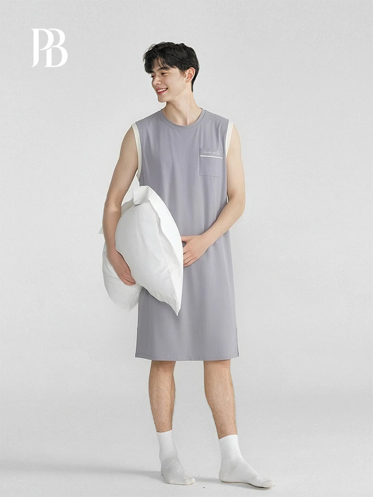 

Ultra Soft Modal Men's Nightgown Cool Sensation Home Clothes Set Breathable Lightweight Summer Sleepwear Casual Comfortable