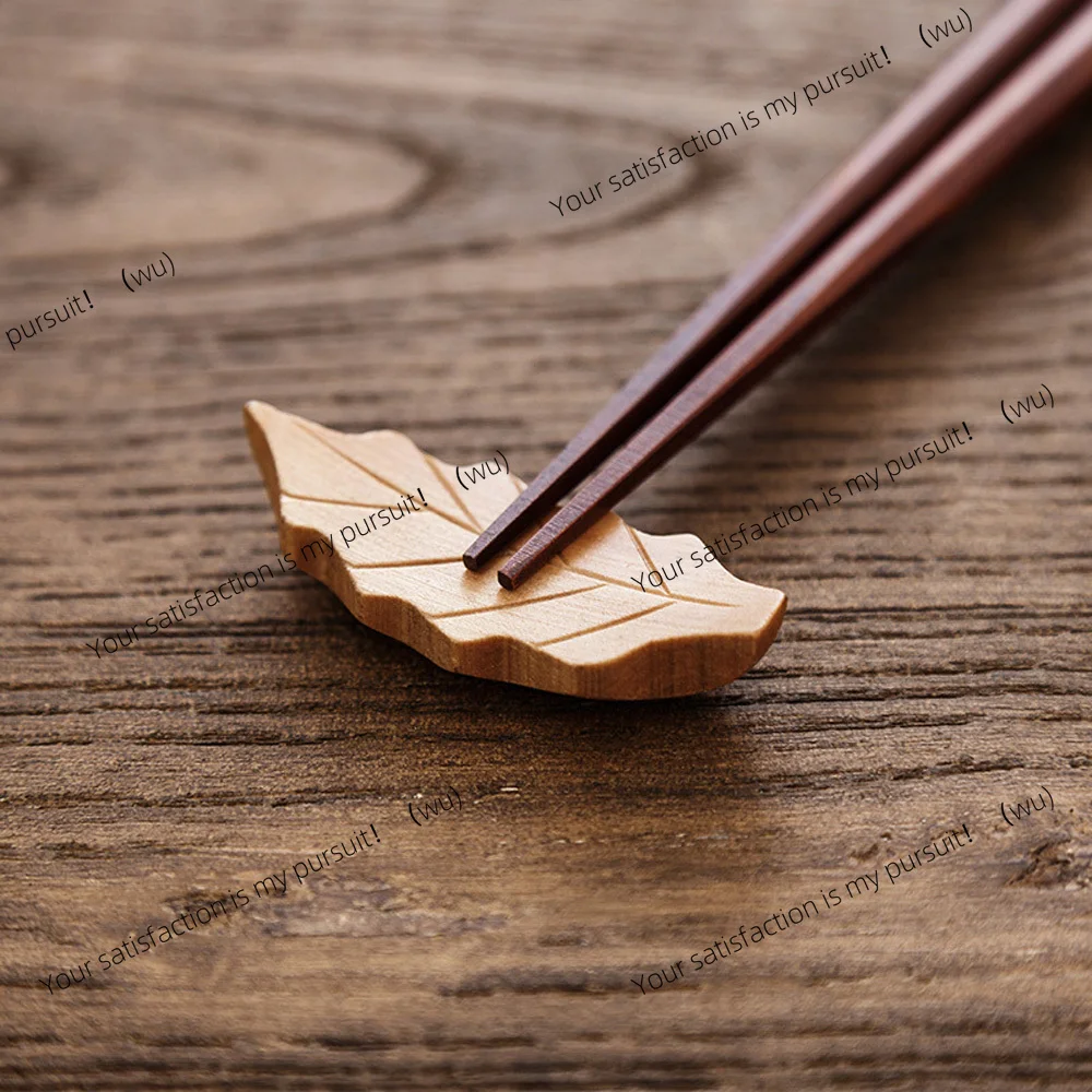 Leaf Shape Wooden Chopsticks Holder Stand Spoon Rest Fork Rack Frame Art Craft Dinner Tableware Kitchen Accessories