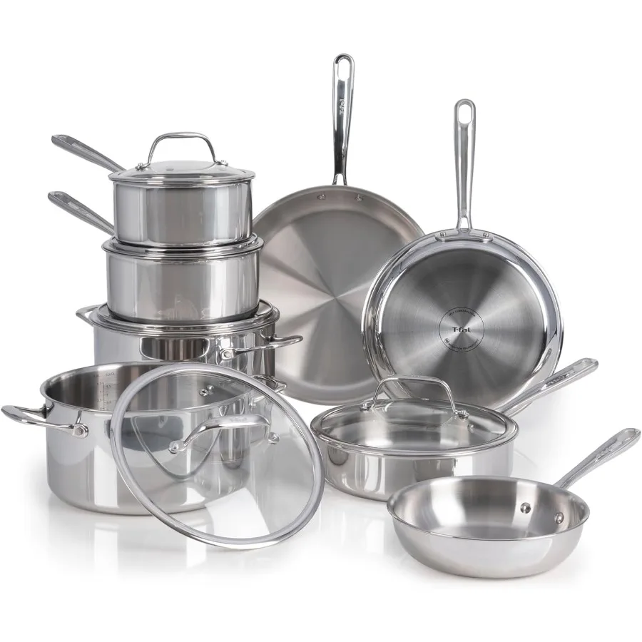 

Professional 13Piece Pro TriPly Stainless Steel Cookware Set with Induction Compatibility and Oven Safety up to 500F Includes L
