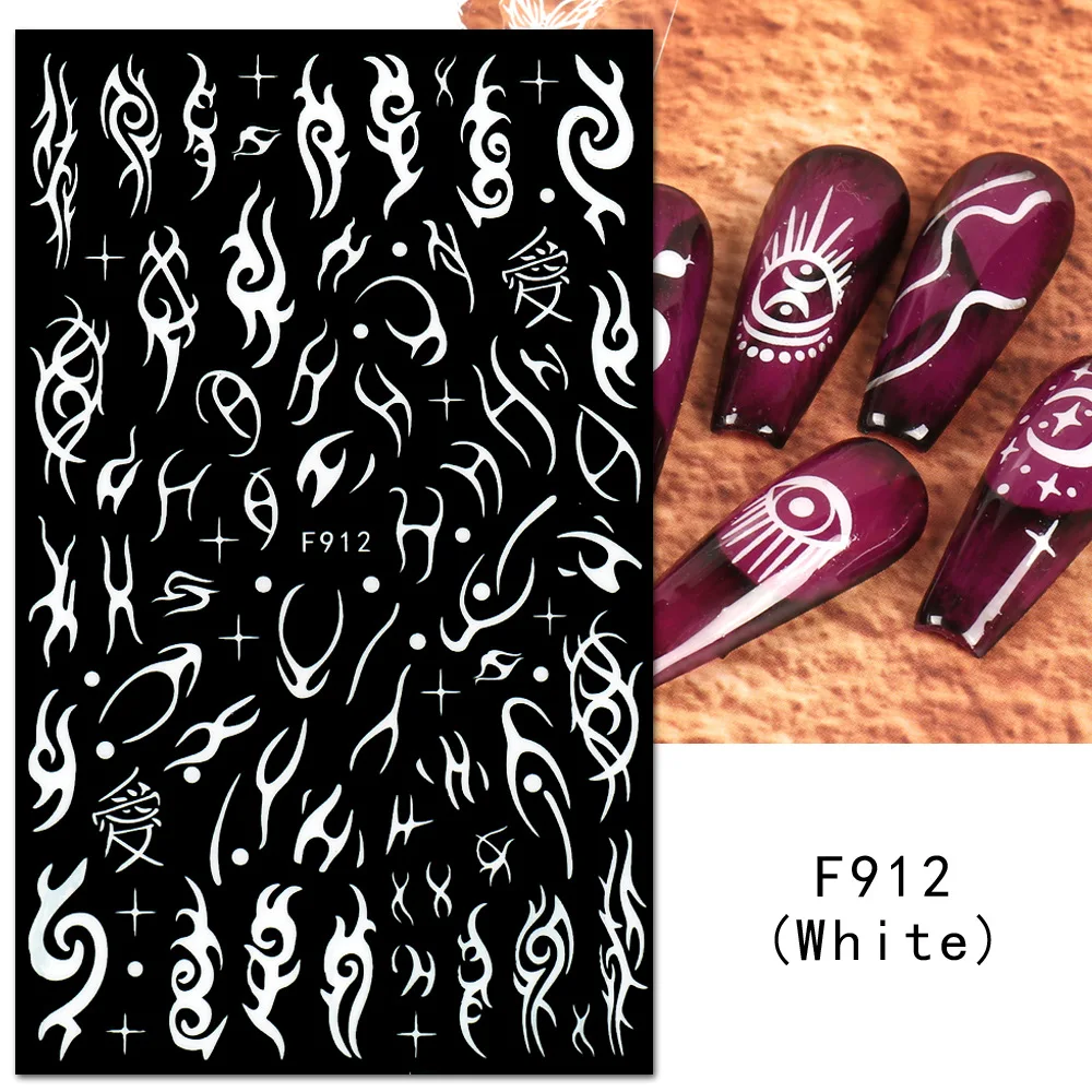 1PCS 3D Black and White Nail Art Stickers Nail Art Decoration Star Moon Butterfly Nail Decal Color Snake Sticker Manicure