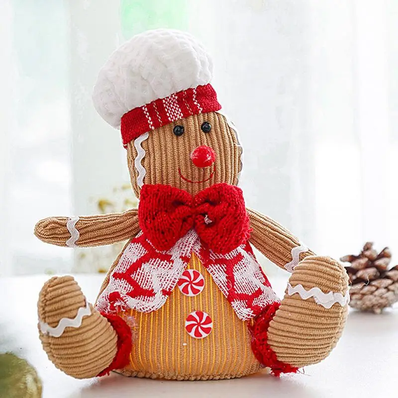 Gingerbread Man Plush Light Up Christmas Gingerbread Man Plush Doll 26cm/10inch Cookie Plush Doll Christmas Plush Toy Festive