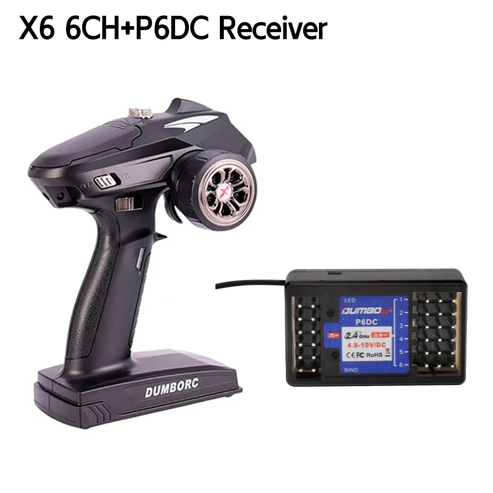 DUMBORC Zender Afstandsbediening 2.4G 6CH X6 met P6FG Gyro Ontvanger LED Lichtset voor 1/10 1/8 Crawler Axial SCX10 RC Auto