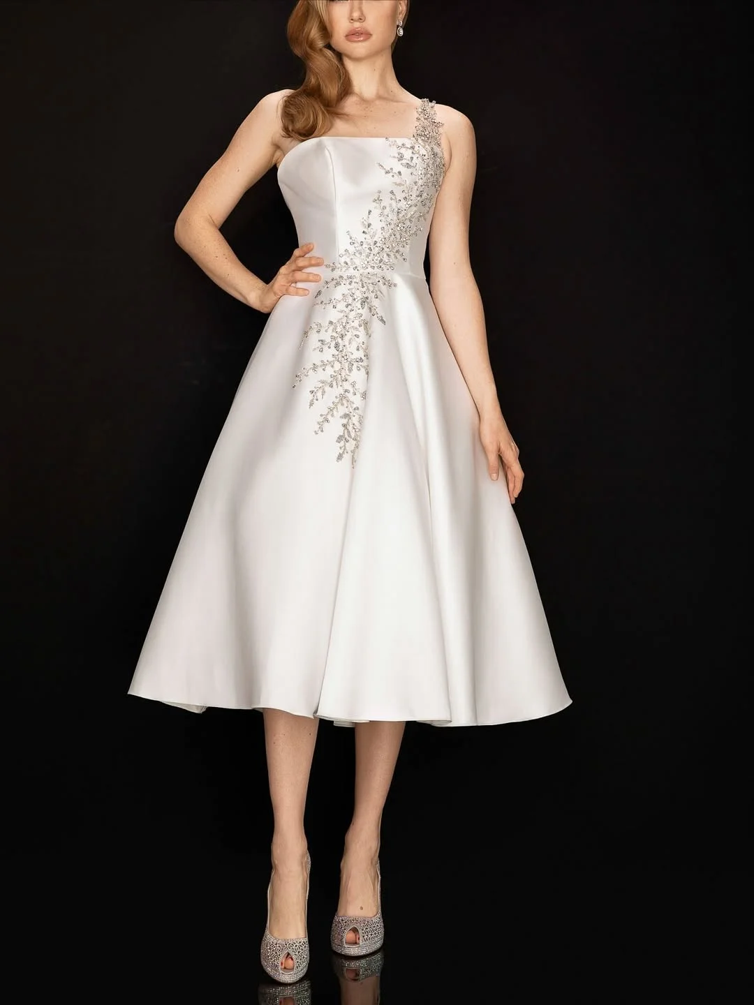 

Aenyrst Customized Satin Evening dresses Strapless Knee-Length Party Dresses vestido de festa elegante feminino luxo 2025