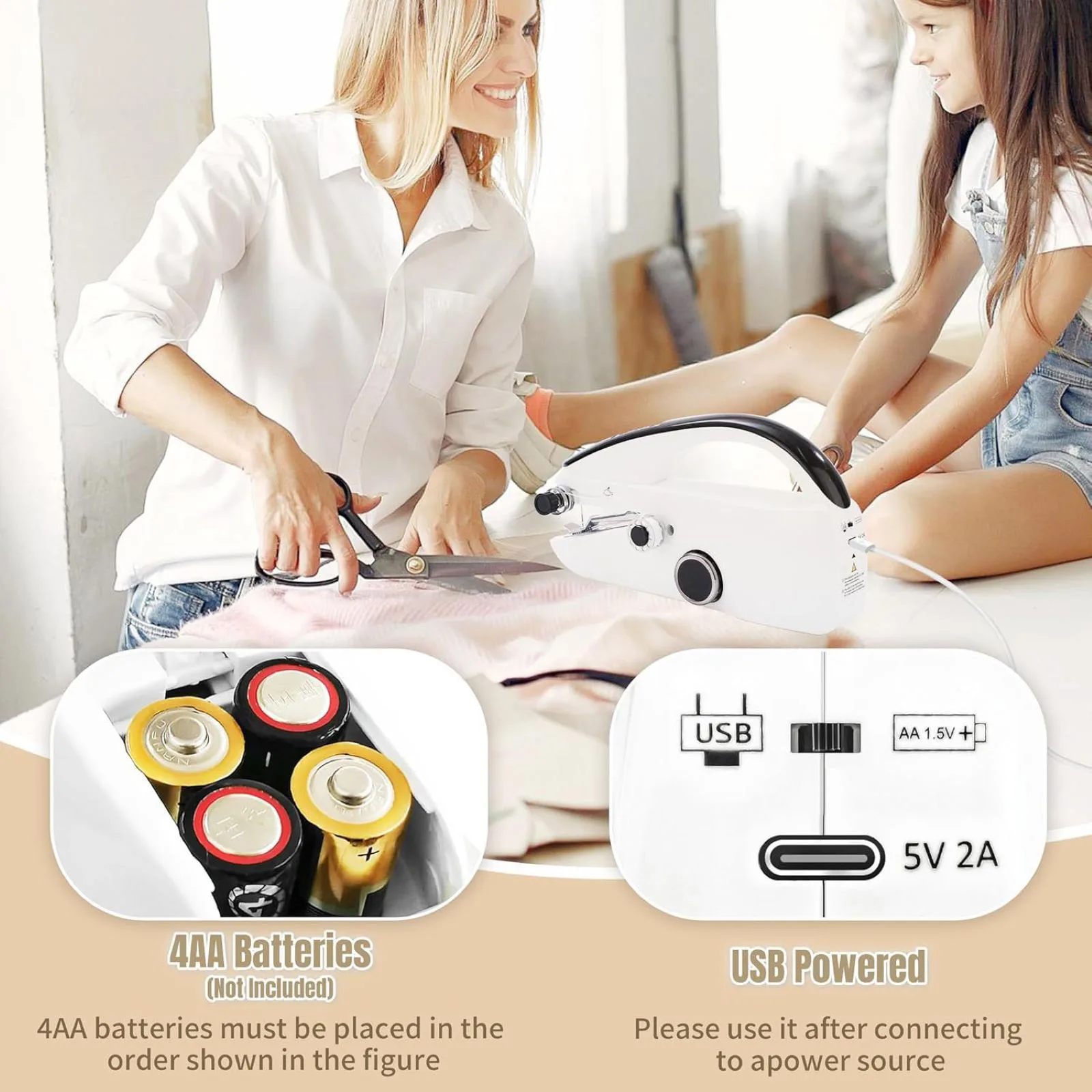 1 Set Macchina da cucire portatile USB elettrica Abiti pratici Strumenti da viaggio per la casa Rammendo automatico Macchine per sartoria Artigianato manuale