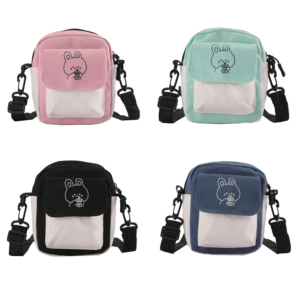 

Модная женская сумка-мессенджер из холщовой ткани с цветным принтом и мультяшным рисунком (черная)