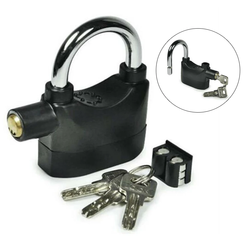 Automatic Alarm Padlock High Decibel Safety  Bicycle Motorcycle Wheel Heavy Duty