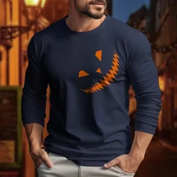 2024 new Halloween crew-neck long sleeve T-shirt 3D printed men's fall long sleeve T-shirt Halloween long sleeve street casual