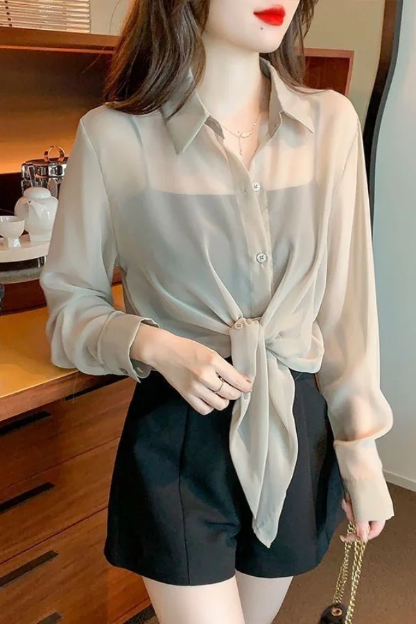 

Chiffon Sunscreen Shirt Women Summer Lightweight Cover Up