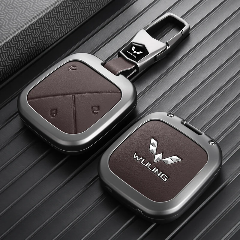 Zinc Alloy Car Key Cover For Wuling Bingo EV Smart Remote Key Case Shell Anti‑Drop Keychain Auto Decor Accessories